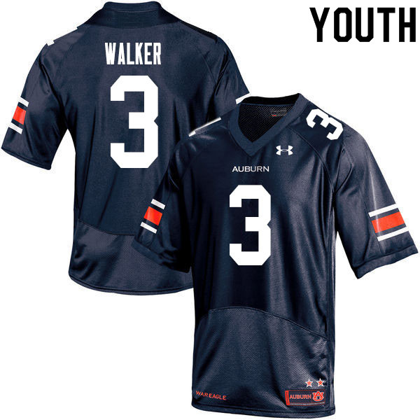Youth #3 Zykeivous Walker Auburn Tigers College Football Jerseys Sale-Navy